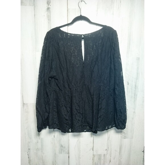 Torrid 2X Black Lace Peplum Top - Picture 5 of 7